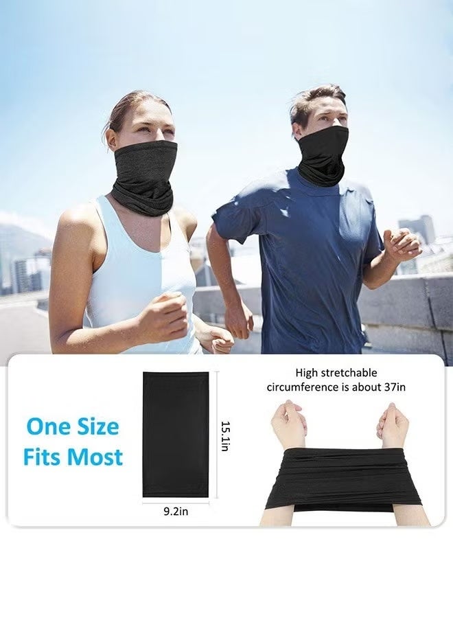 Tersely 2 Pack Breathable Cooling Neck Gaiters, Ice Silk Face Shield Scarf, Multifunctional Headwear Bandana Face Cover,UV Protection Headband Scarf,Reusable Stretchy Balaclava (Black+Gray) - Image 5